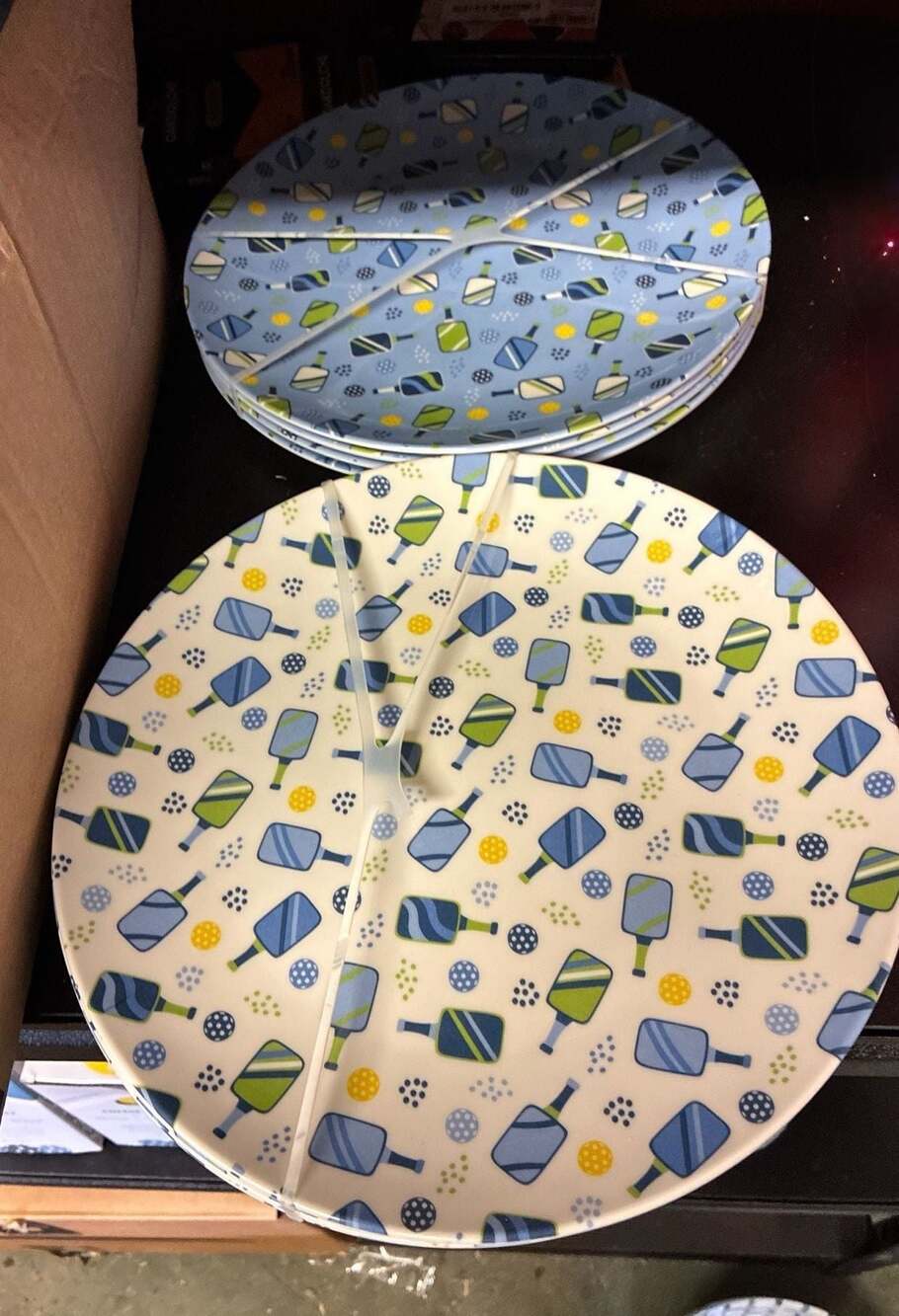 Pickleball Pattern Melamine Plates and Serving Bowls Set
